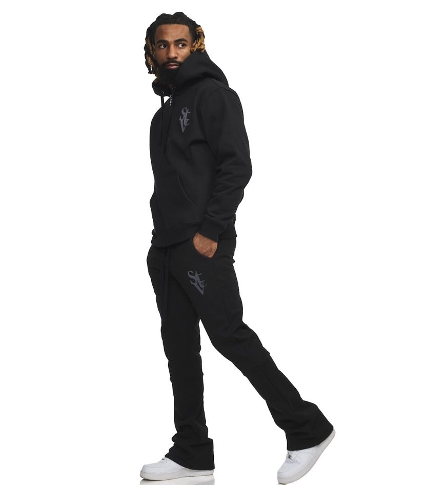 STV STACKED FLARE JOGGER BLACK