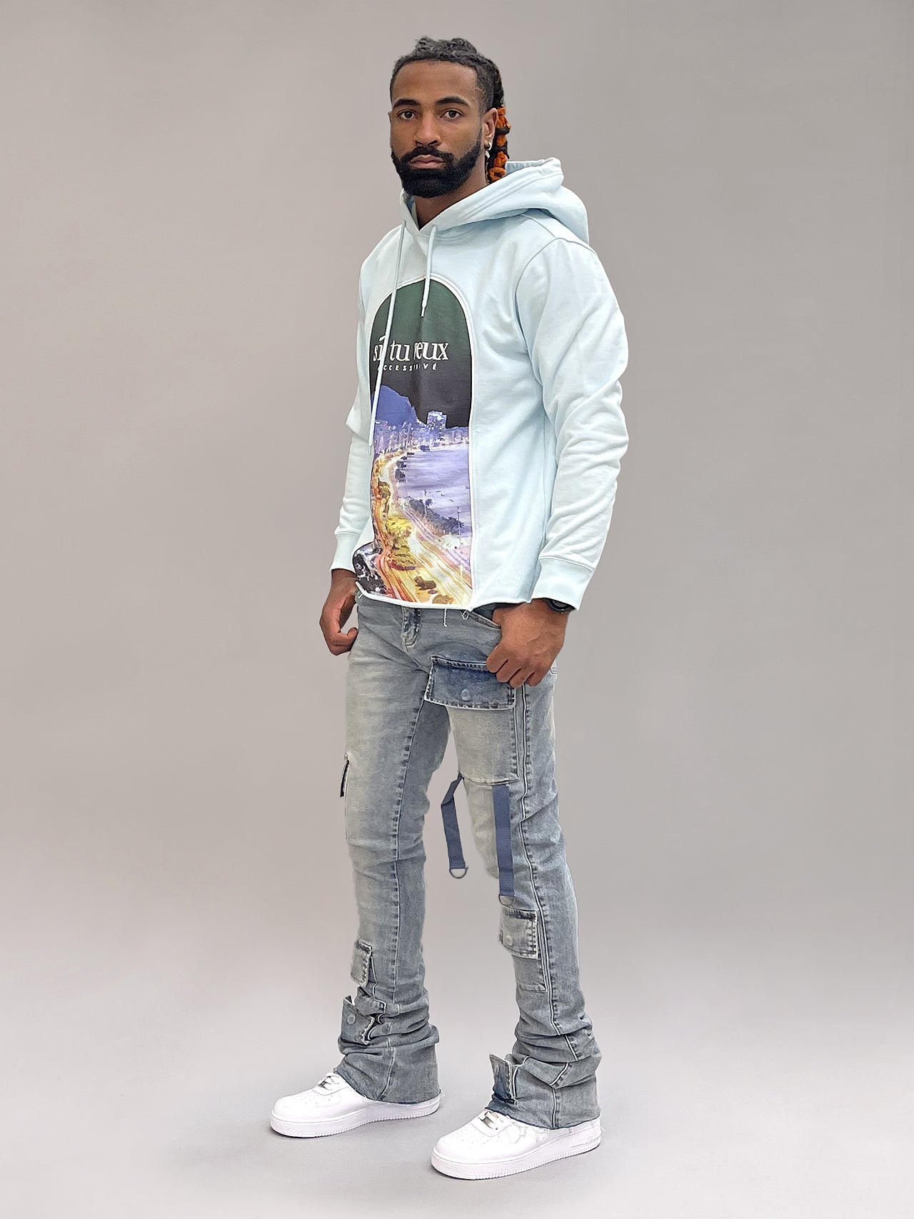 SI TU VEUX GUNNA 38" STACKED JEANS - INDIGO WASH TV0055 RMX