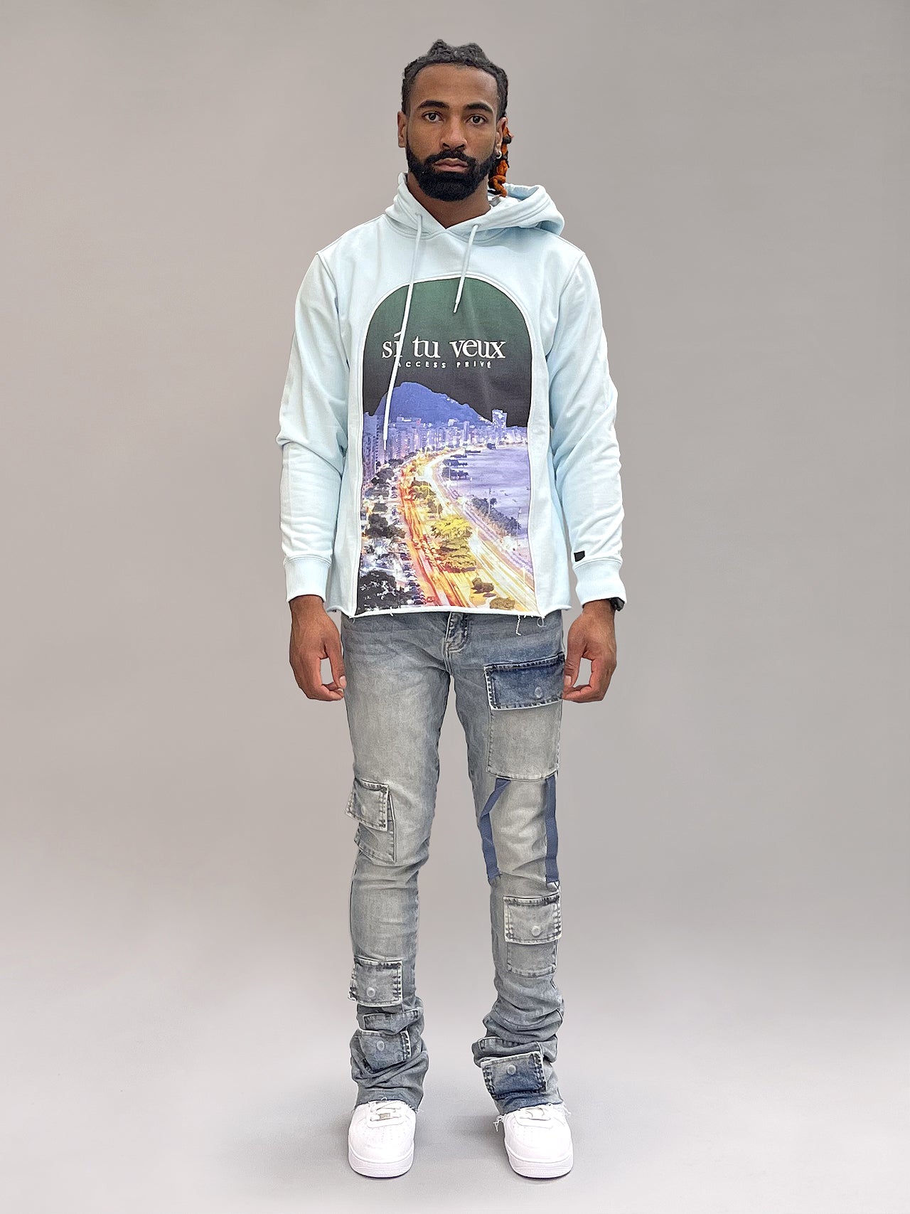 SI TU VEUX GUNNA 38" STACKED JEANS - INDIGO WASH TV0055 RMX