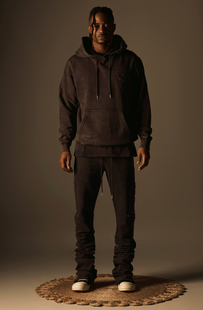 Si TU VEUX CORE 2.0 HOODIE - WASHED BLACK - TV0107