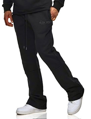 SIGNATURE VEUX STACKED FLARE JOGGER - BLACK - TV0088