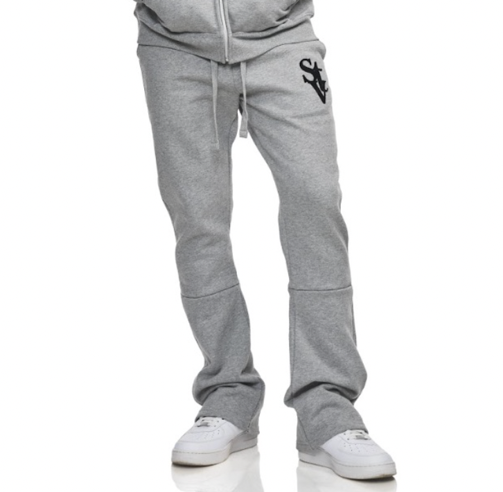 STV STACKED FLARE JOGGER - HEATHER GREY - TV0092