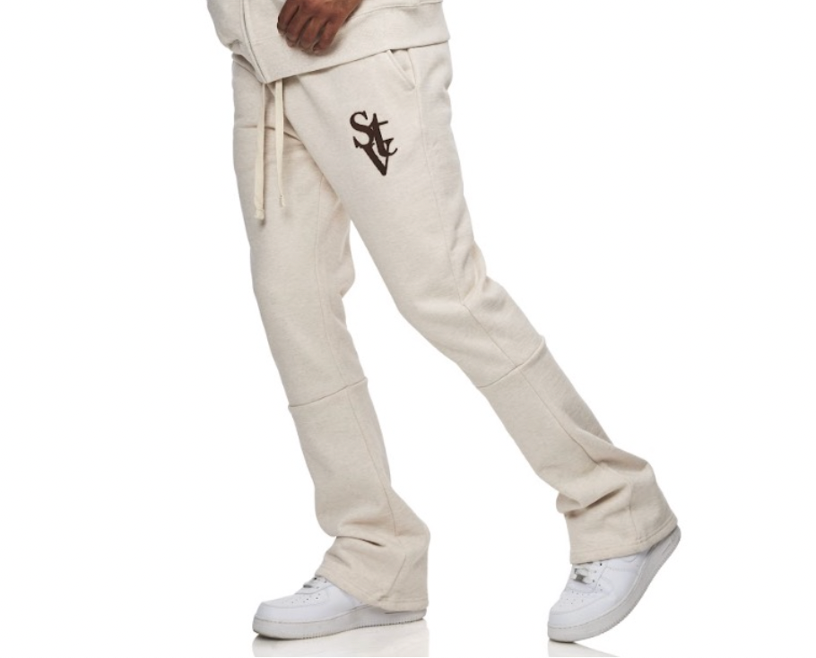 STV STACKED FLARE JOGGER HEATHER OATMEAIL