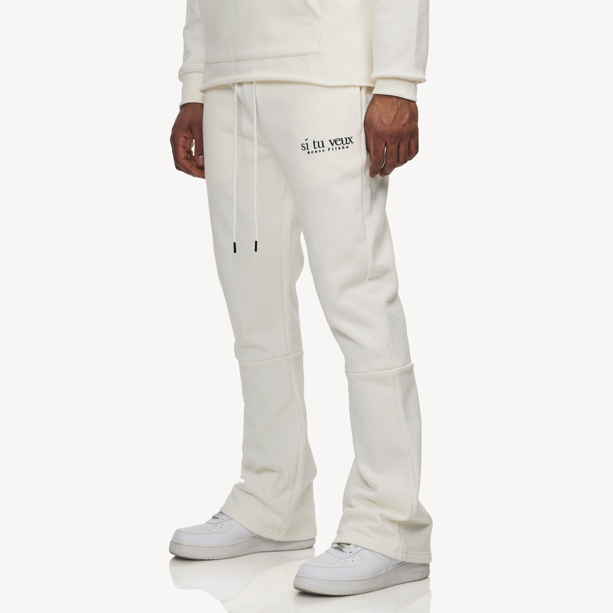 SIGNATURE VEUX STACKED FLARE JOGGER - IVORY - TV0088