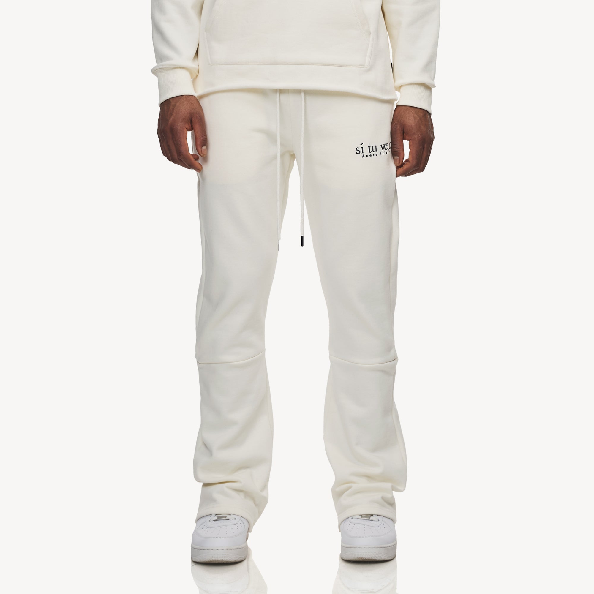 SIGNATURE VEUX STACKED FLARE JOGGER - IVORY - TV0088