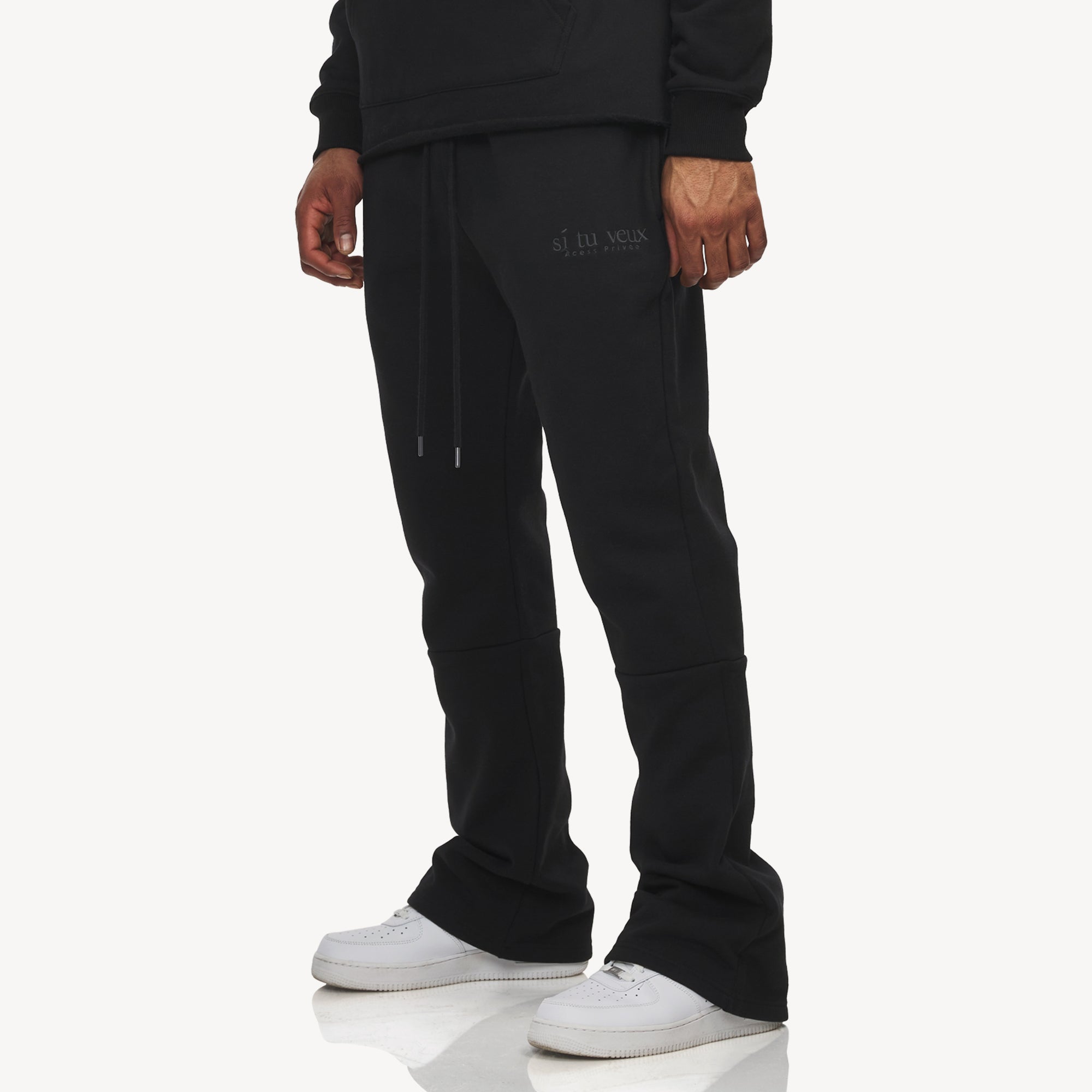 SIGNATURE VEUX STACKED FLARE JOGGER - BLACK - TV0088