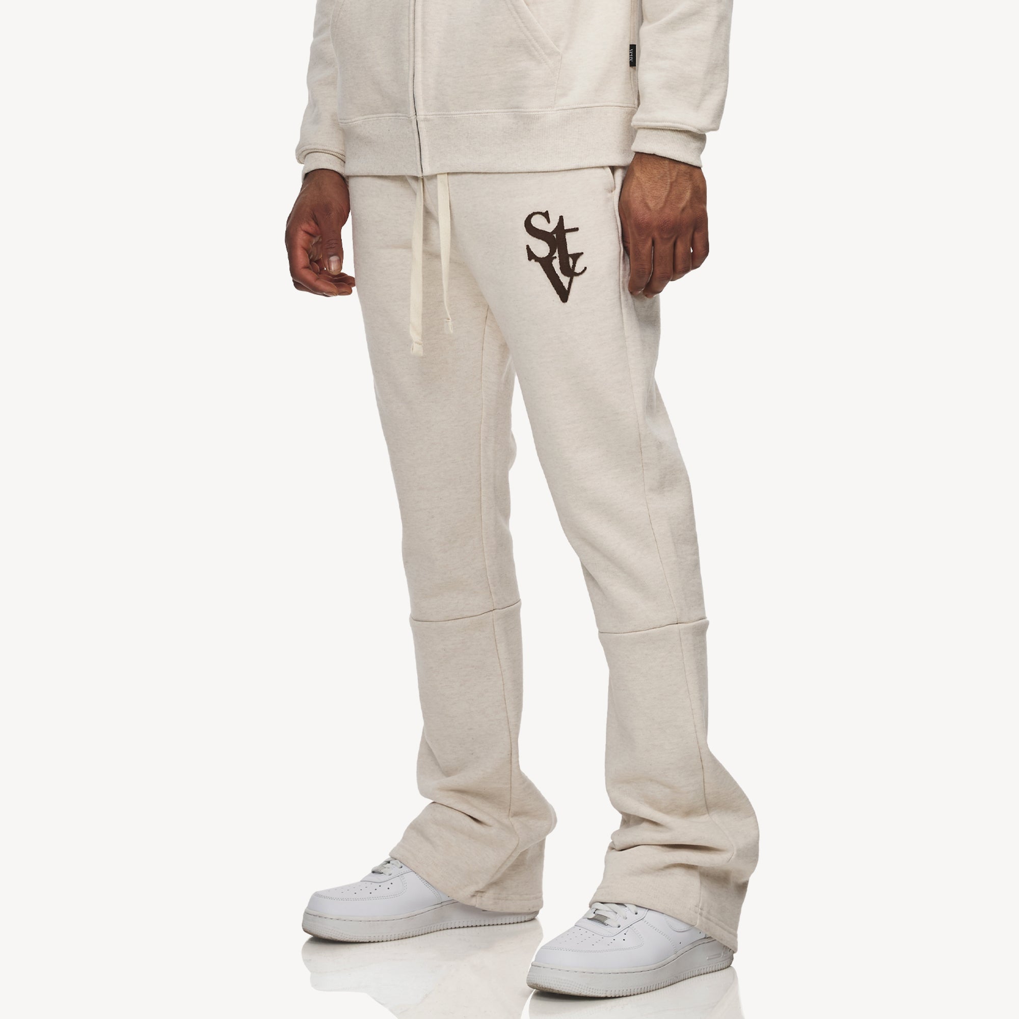 STV STACKED FLARE JOGGER HEATHER OATMEAIL
