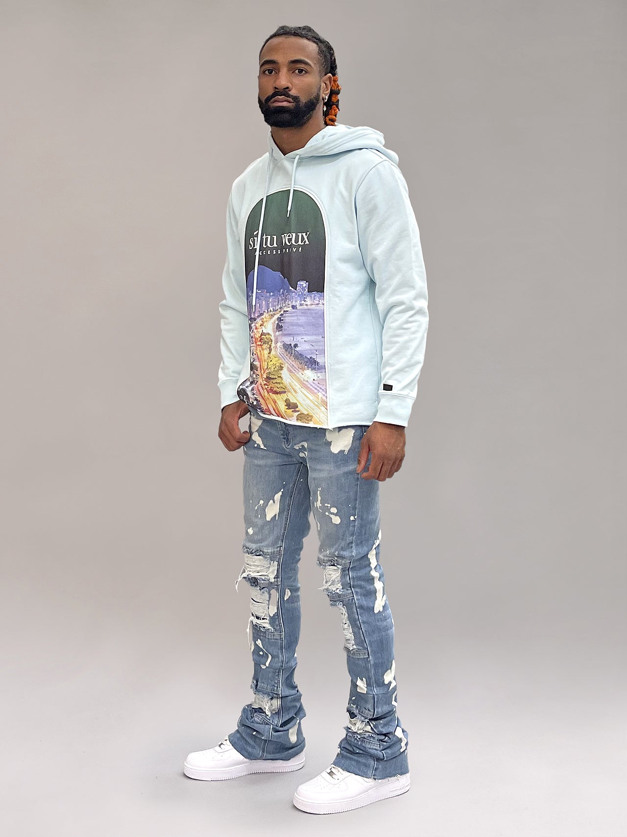 SI TU VEUX WARREN 38" STACKED JEAN - INDIGO WASH - TV0056