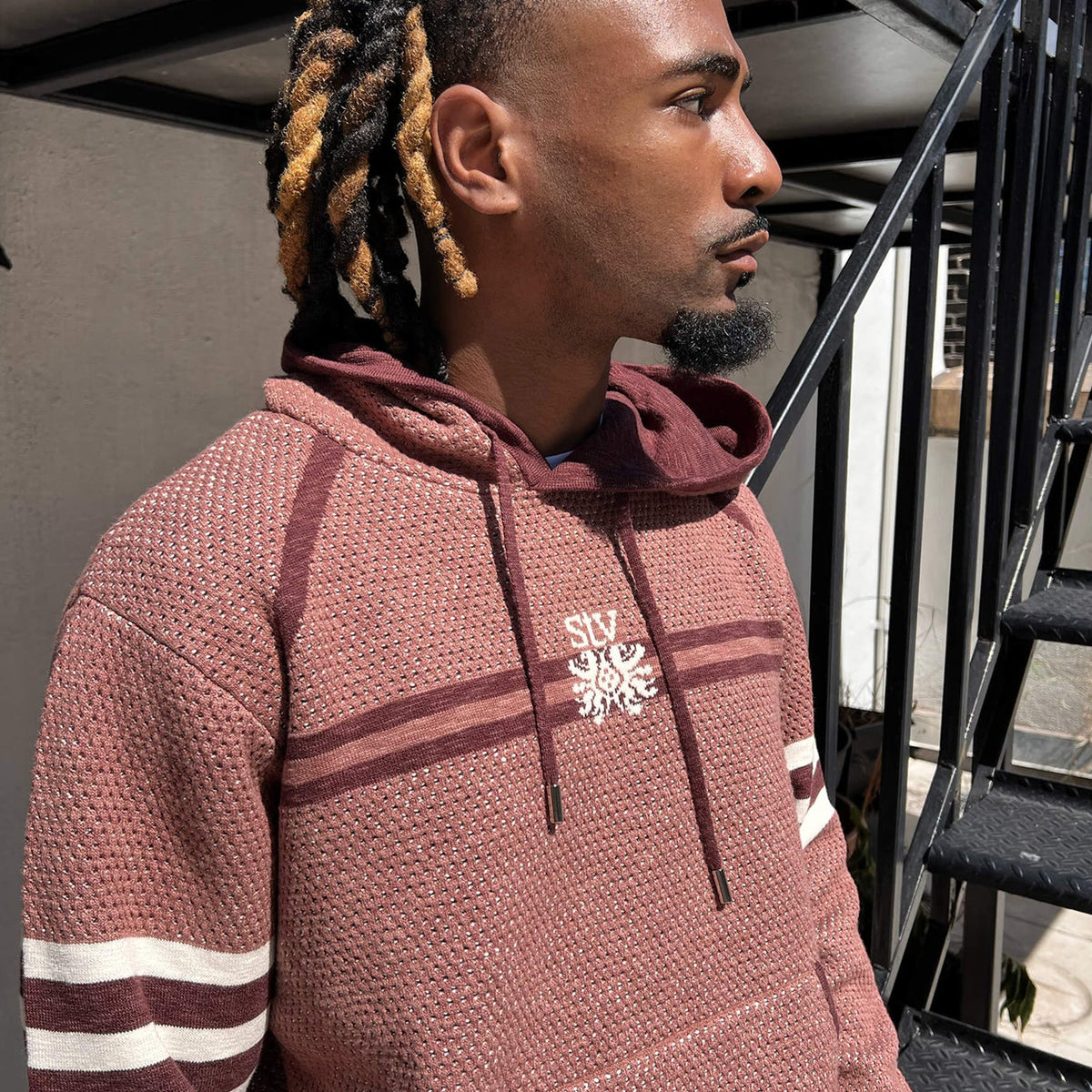 SI TU VEUX SIGNATURE TEAM HOODIE RUSTIC MESH SWEATER KNIT