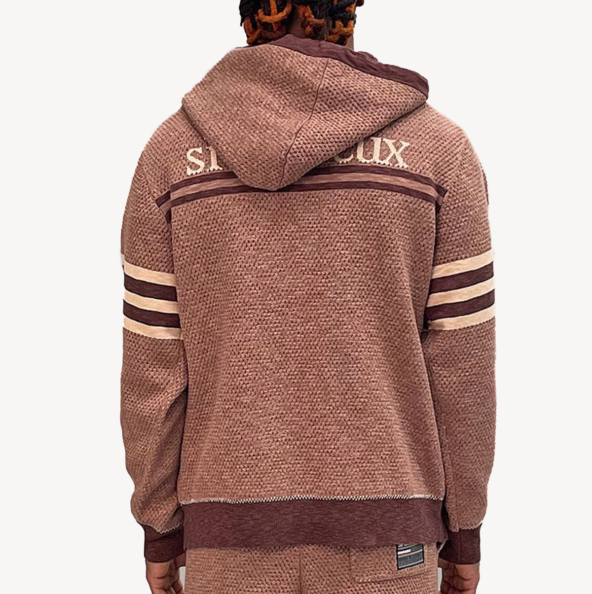 SI TU VEUX SIGNATURE TEAM HOODIE RUSTIC MESH SWEATER KNIT