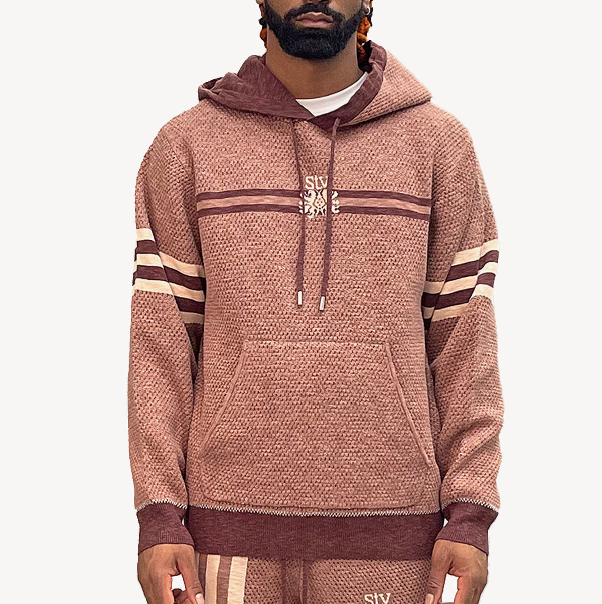 SI TU VEUX SIGNATURE TEAM HOODIE RUSTIC MESH SWEATER KNIT