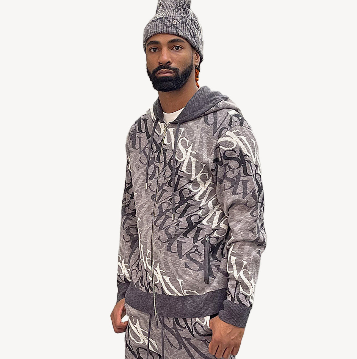 SI TU VEUX WAVE LOGO ZIP FRONT HOODIE CAVIAR OMBRÉ