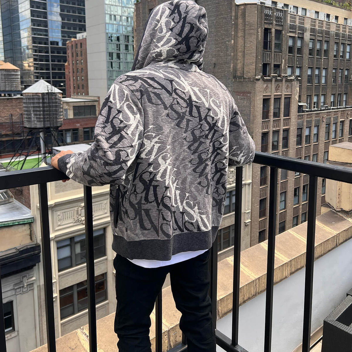 SI TU VEUX WAVE LOGO ZIP FRONT HOODIE CAVIAR OMBRÉ