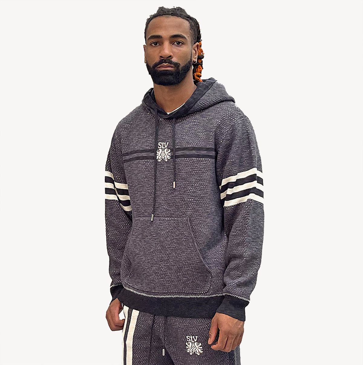 SI TU VEUX SIGNATURE TEAM HOODIE CAVIAR MESH SWEATER KNIT