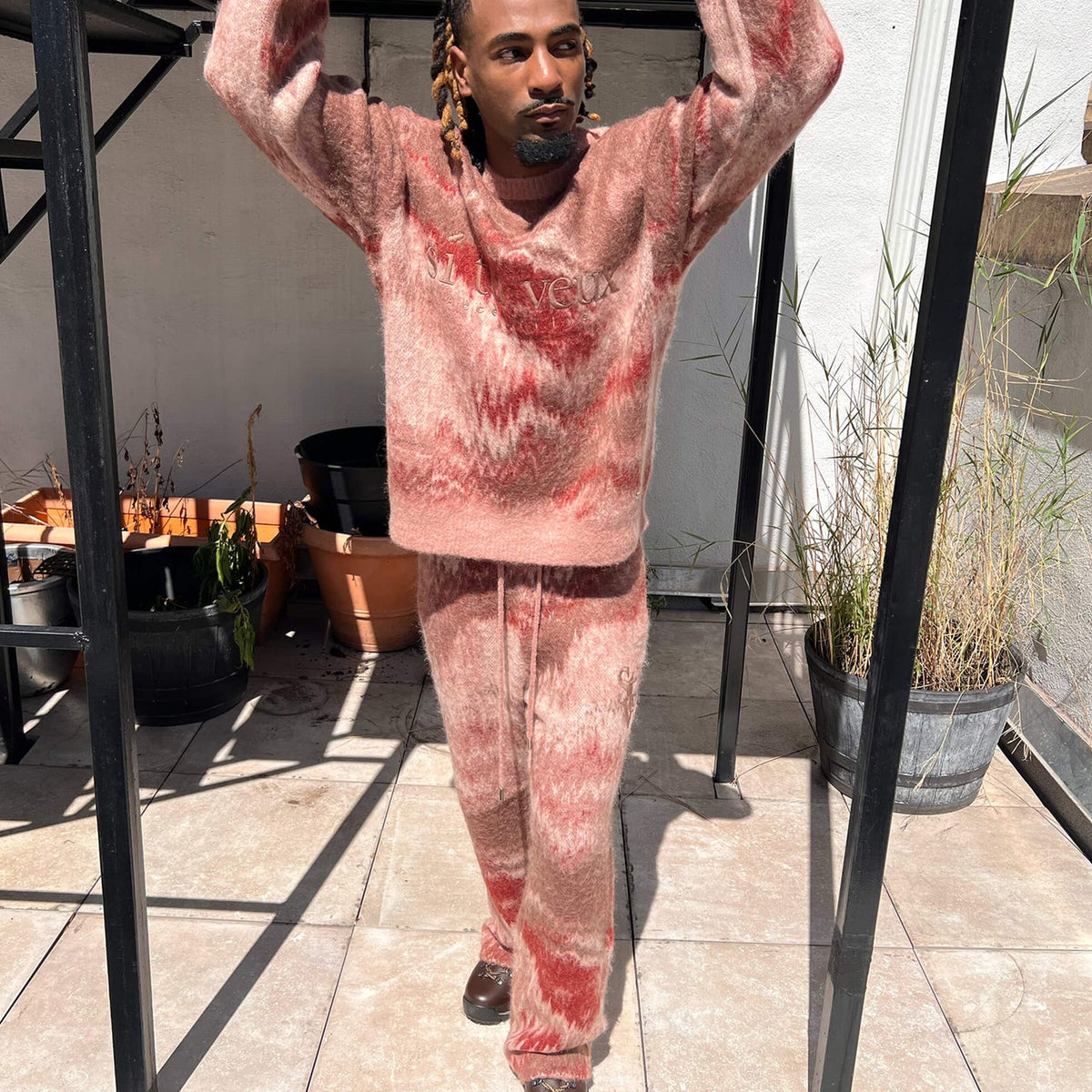 SI TU VEUX MOHAIR FLARE JOGGERS  RUSTIC OMBRE