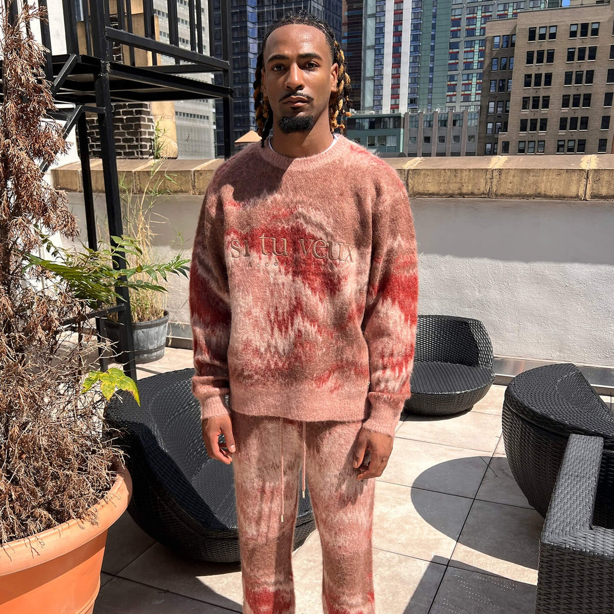 SI TU VEUX MOHAIR FLARE JOGGERS  RUSTIC OMBRE