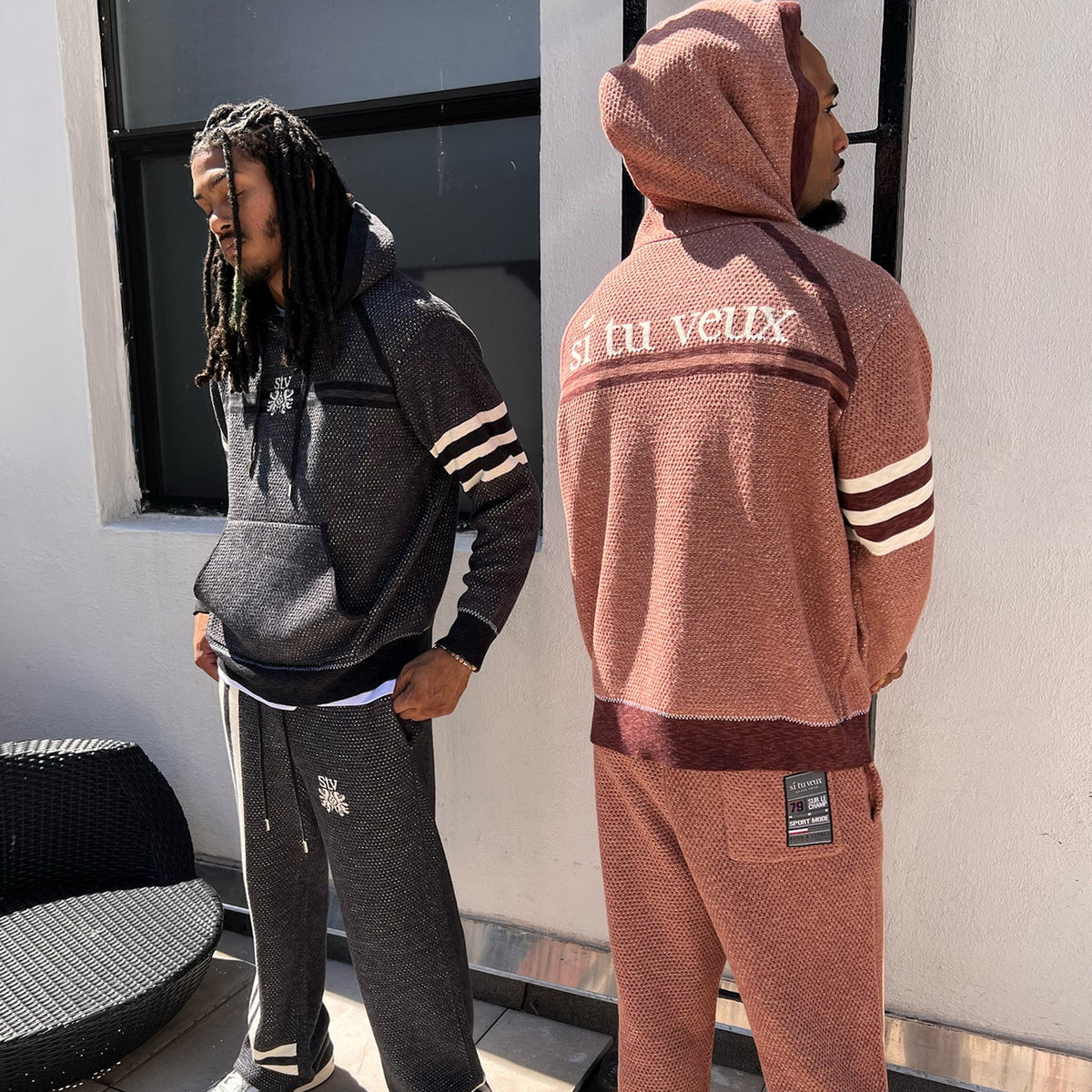 SI TU VEUX SIGNATURE JACQUARD TRACK JOGGER CAVIAR MESH