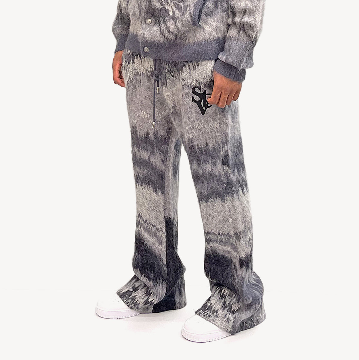 SI TU VEUX MOHAIR FLARE JOGGERS CAVIAR OMBRÉ