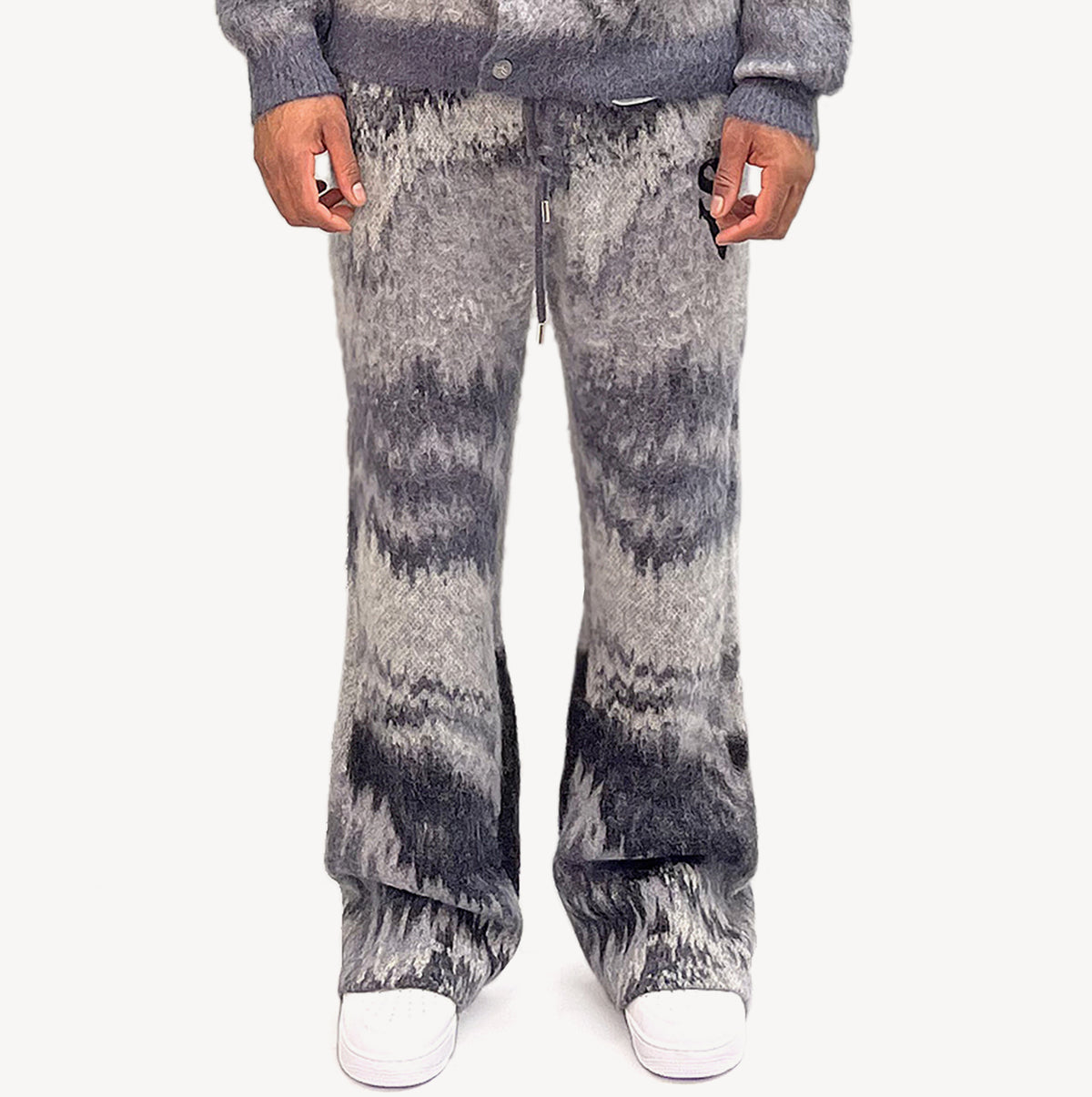 SI TU VEUX MOHAIR FLARE JOGGERS CAVIAR OMBRÉ