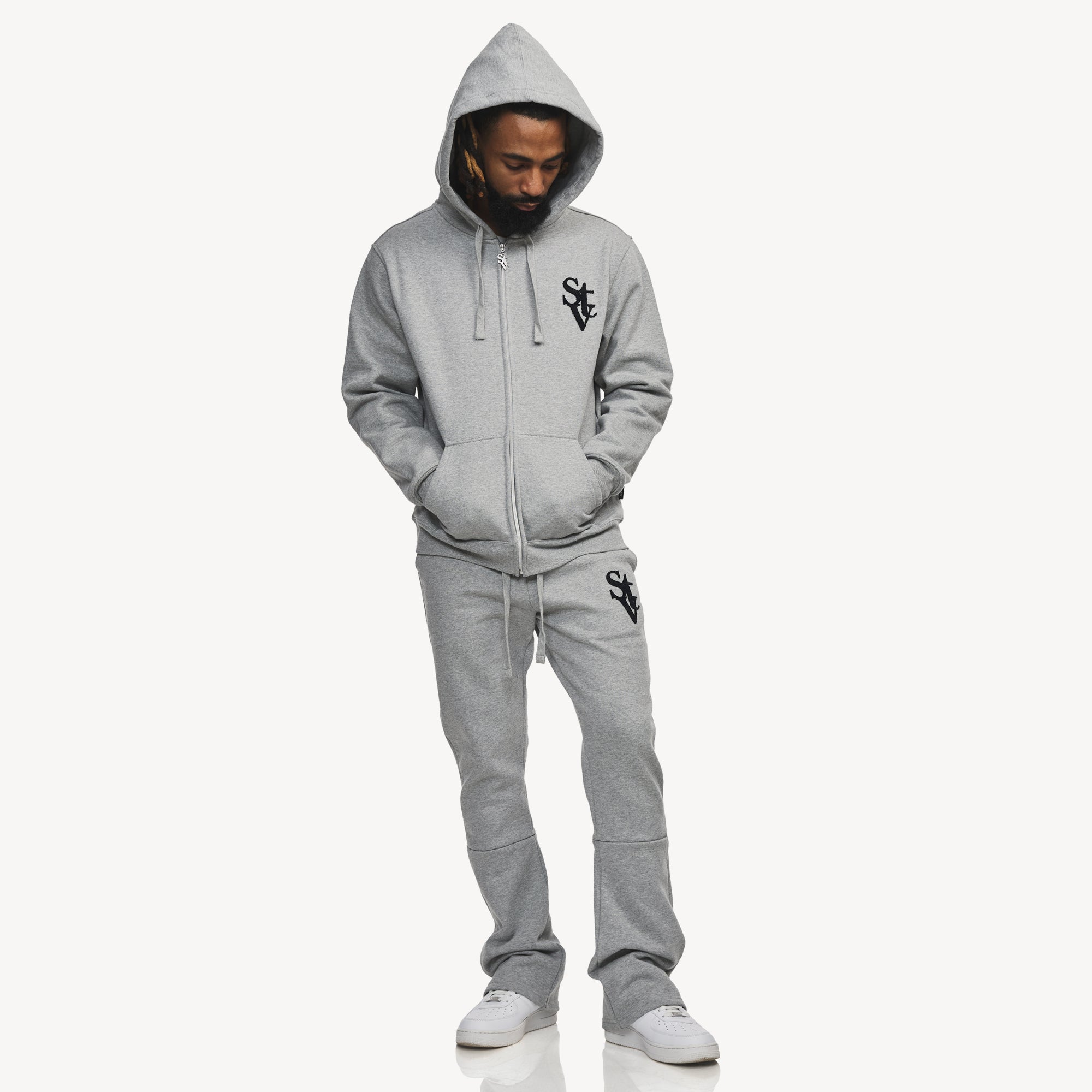 STV STACKED FLARE JOGGER - HEATHER GREY - TV0092