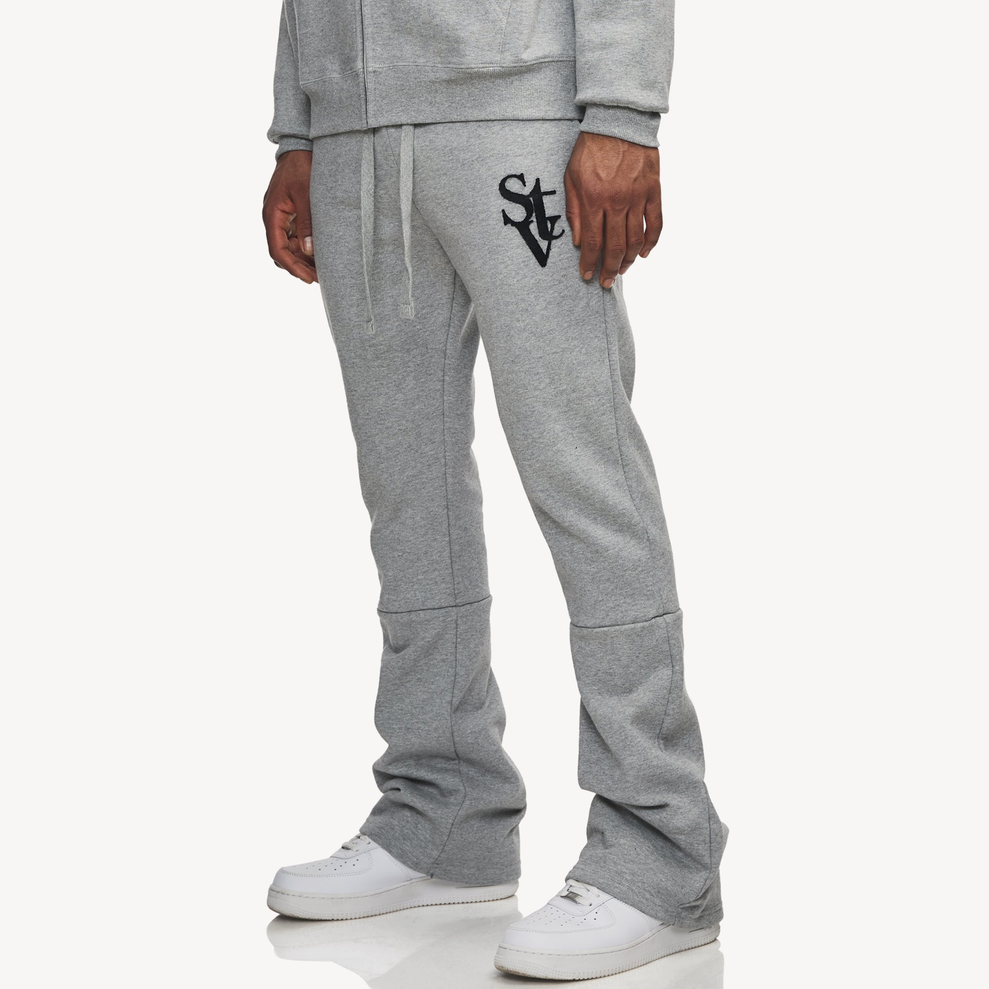 STV STACKED FLARE JOGGER - HEATHER GREY - TV0092