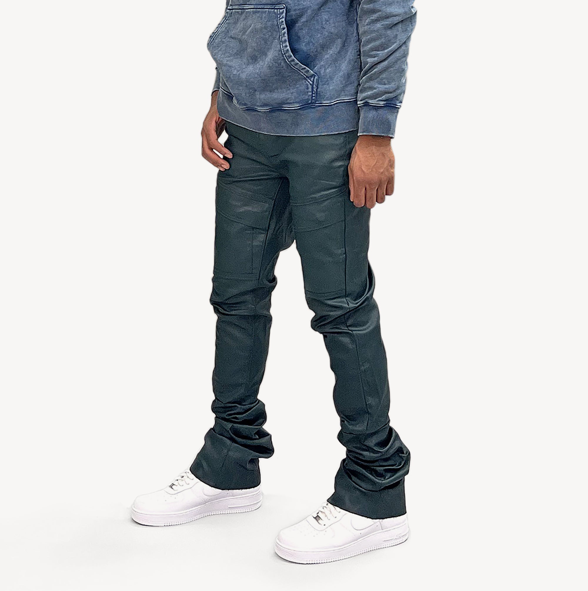 SI TU VEUX GORDON 38" WAX STACKED JEAN - HUNTER GREEN - TV0057